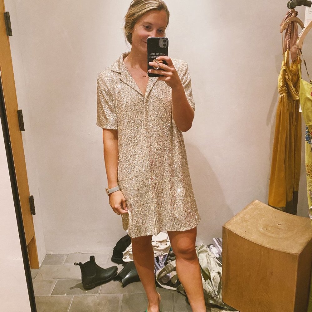 NWT SUNDAY IN BROOKLYN Sequined Mini Shirt Dress